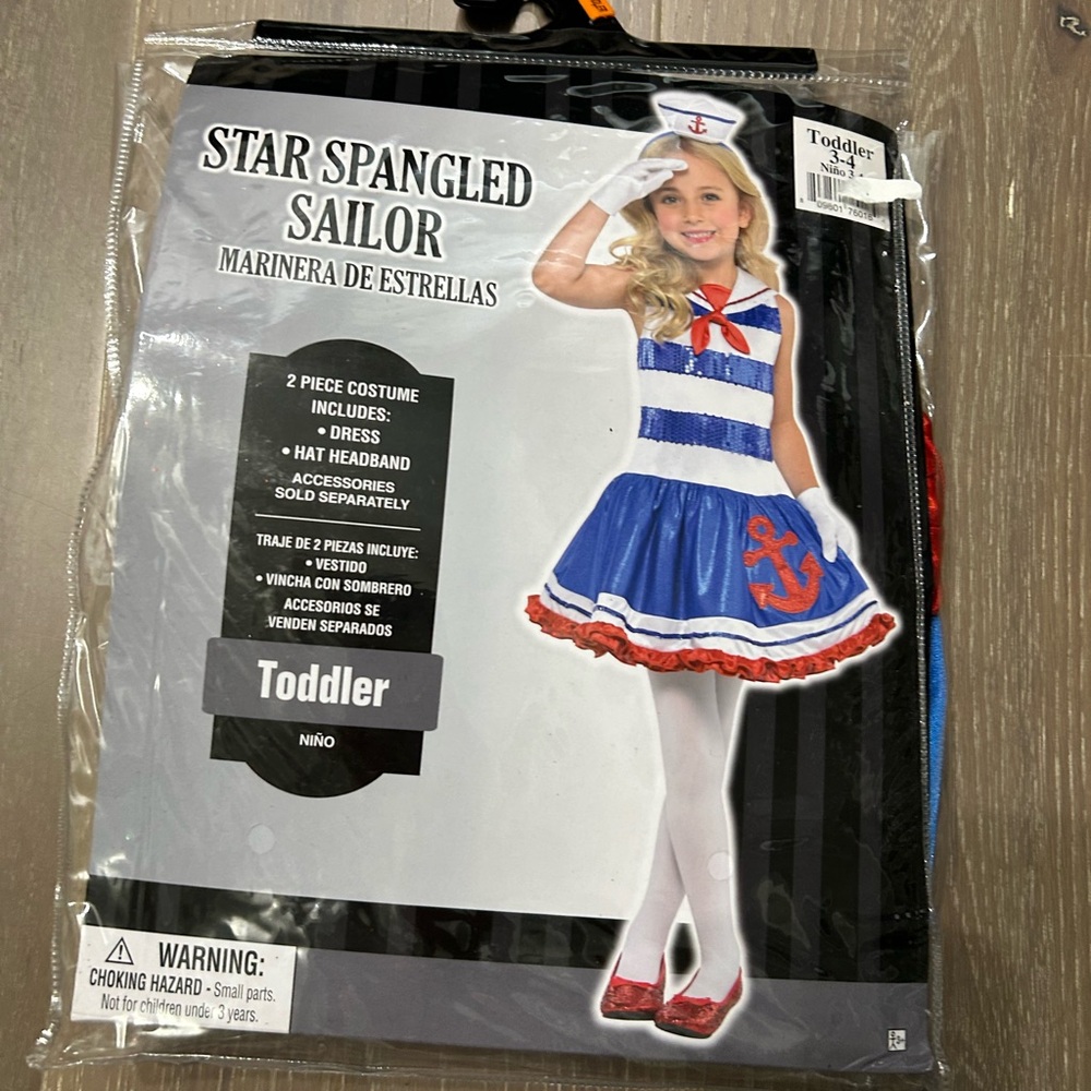 Amscan Star spangled sailor child costume. NWT toddler 3-4 (Z)